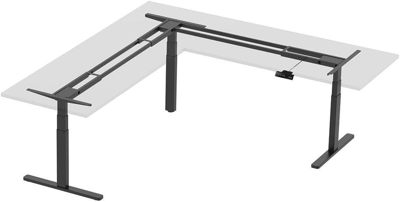 Monoprice Triple Motor Height Adjustable Sit-Stand Corner Desk Frame - Black | 3 Leg Corner, L Shaped Table Base, Programmable Memory Settings - Workstream Collection