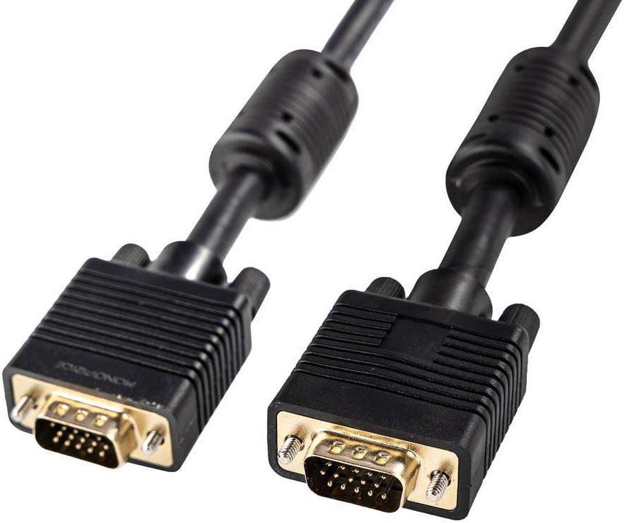 Monoprice Super VGA Cable - 10 Feet - Black | Male to Male Monitor Cable with Ferrite Cores (Gold Plated)