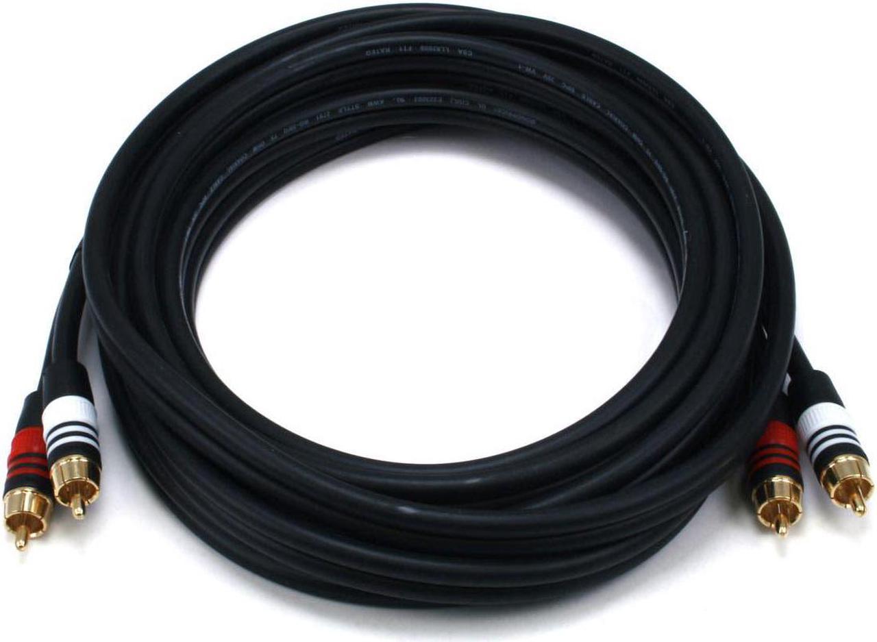 Monoprice Premium RCA Cable - 15 Feet - Black | 2 RCA Plug to 2 RCA Plug, Male to Male, 22AWG