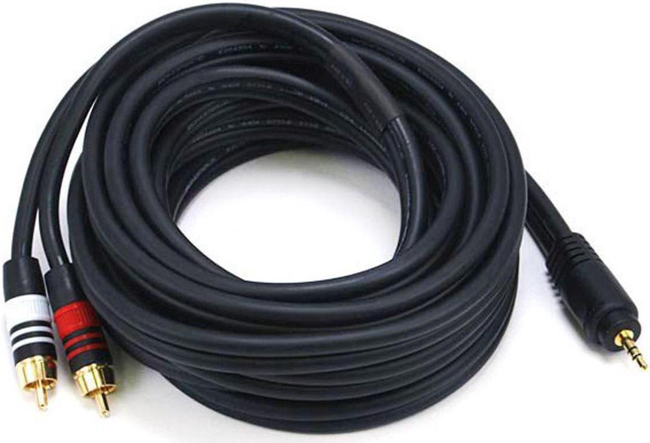 Monoprice 105600 15-Feet Premium Stereo Male to 2RCA Male 22AWG Cable - Black