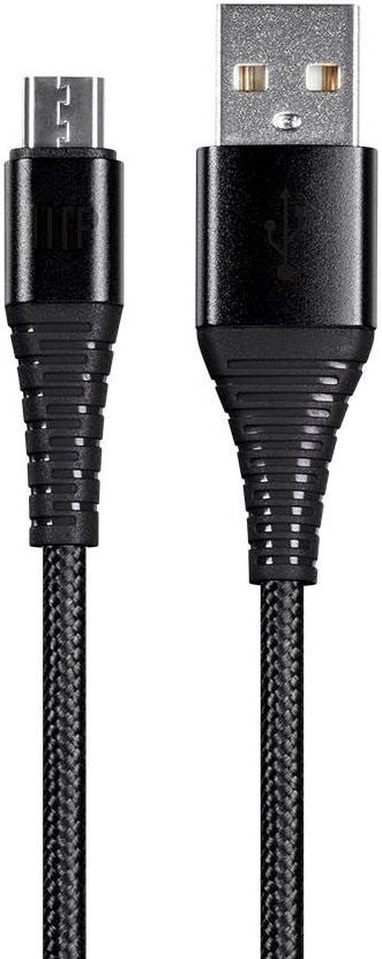 Monoprice USB 2.0 Micro B to Type A Charge & Sync Cable - 3 Feet - Black | Nylon-Braid, Durable, - AtlasFlex Series