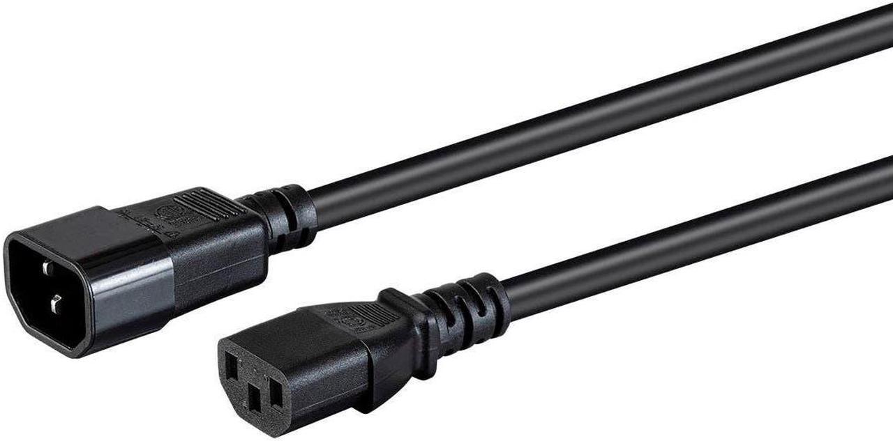 Monoprice 3-Prong Extension Cord - 12 Feet - Black, IEC 60320 C14 to IEC 60320 C13, 14AWG, 15A, For Powering Computers, Monitors, etc