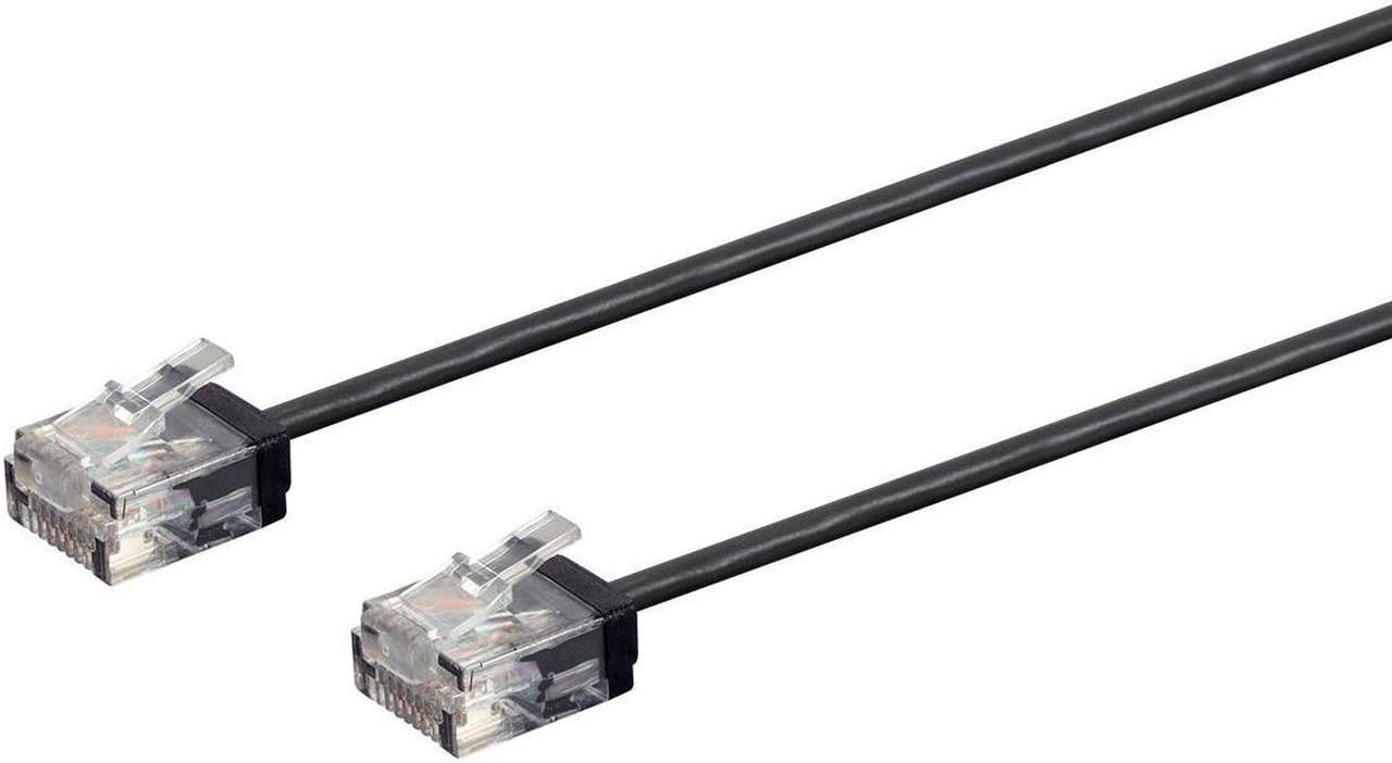 Monoprice Micro SlimRun Cat6 Ethernet Patch Cable - 50 Feet - Black, Stranded, 550MHz, UTP, Pure Bare Copper Wire, 32AWG