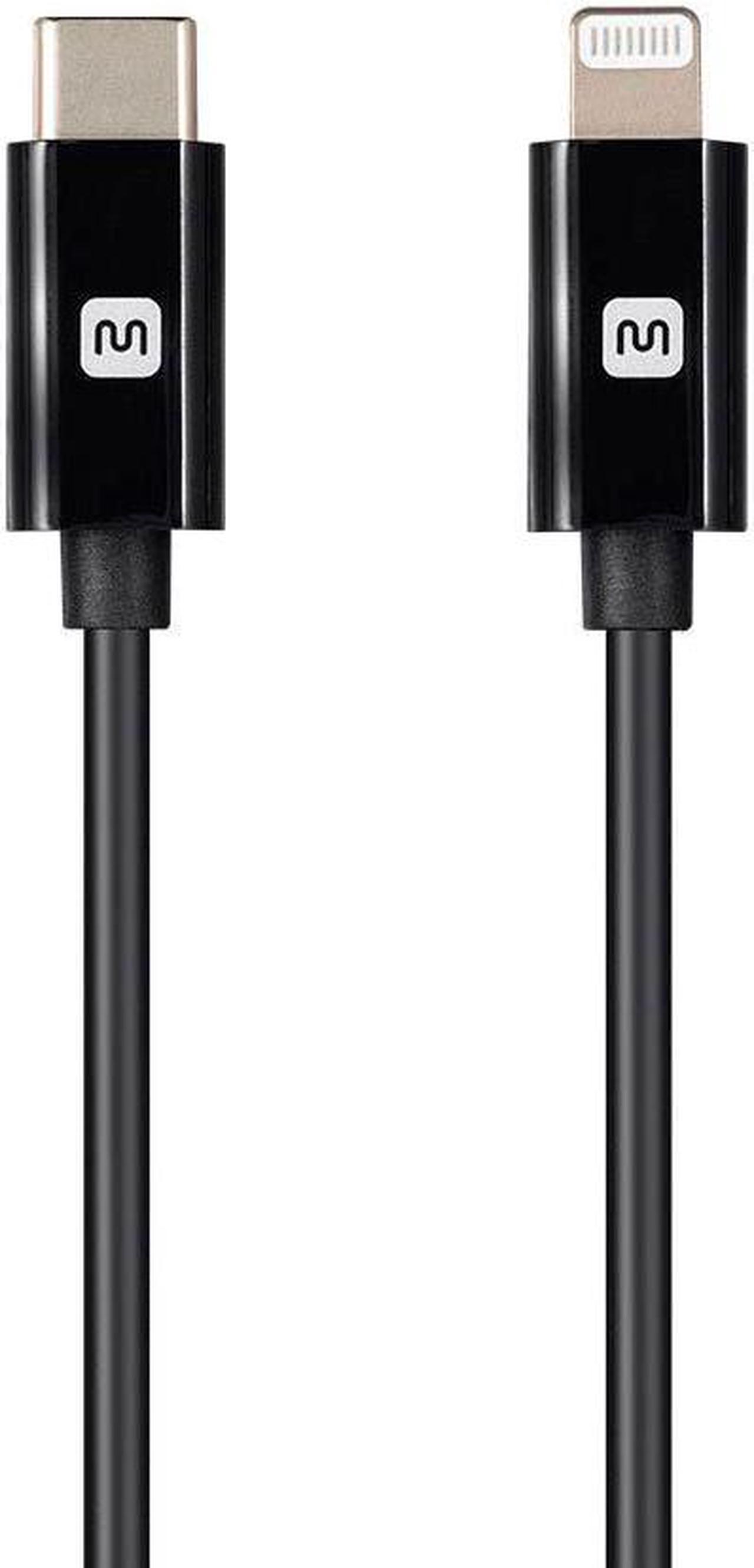 Monoprice Apple MFi Certified Lightning to USB Type-C and Sync Cable - 3 Feet - Black, Compatible with iPod, iPhone, iPad with Lightning Connector