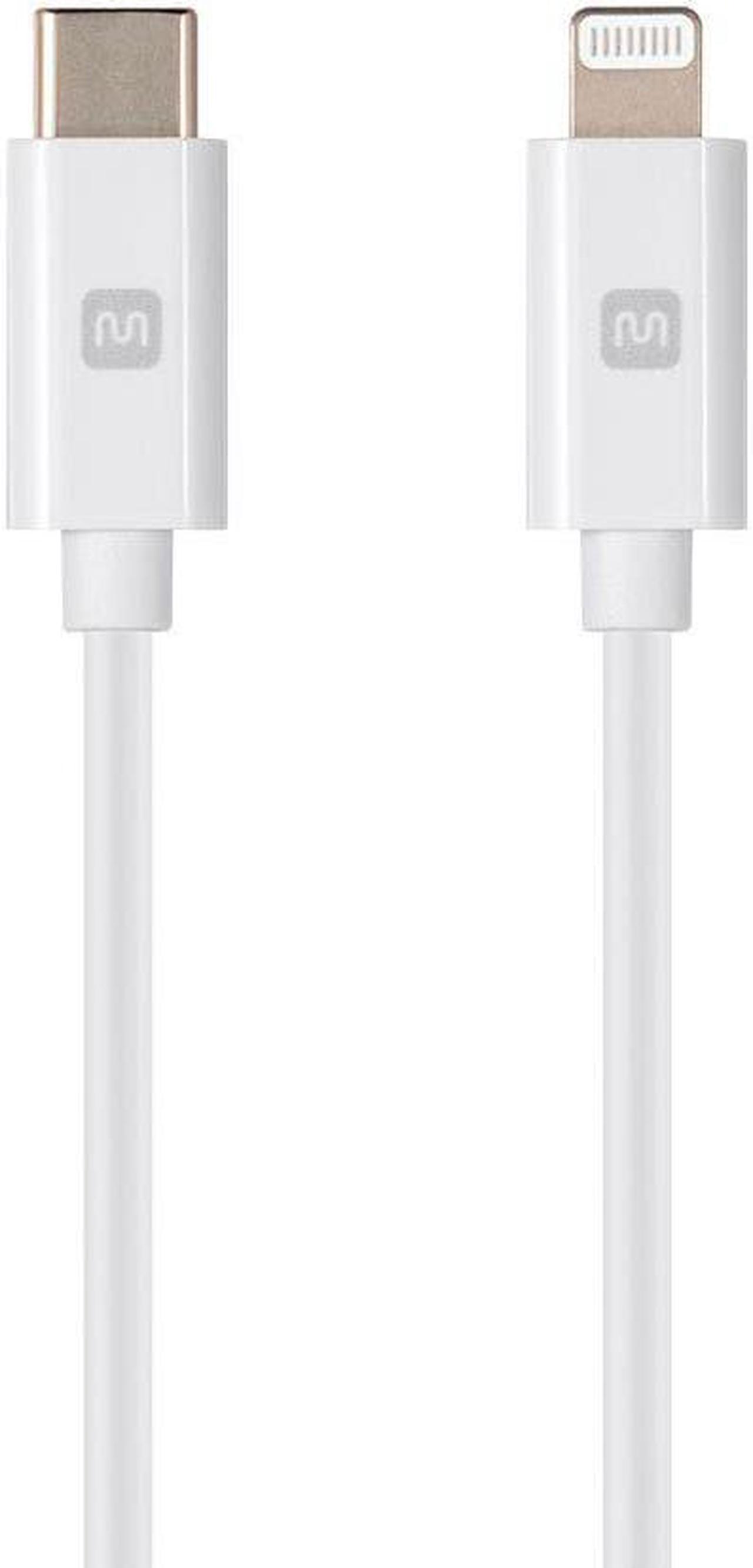 Monoprice Apple MFi Certified Lightning to USB Type-C and Sync Cable - 6 Feet - White | Compatible with iPod, iPhone, iPad with Lightning Connector