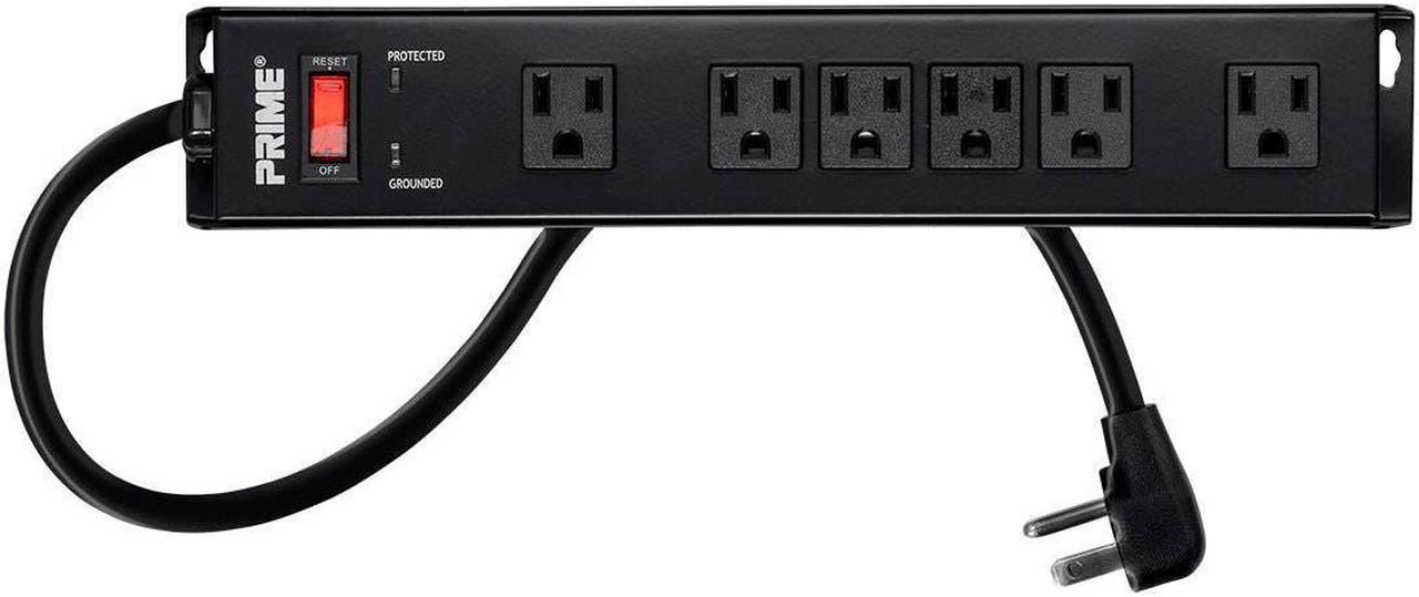 Monoprice Power & Surge - 6 Outlet Metal Surge Protector Power Strip - 15 Feet Cord - Black | 1150 Joules 15A / 125V / 1875W