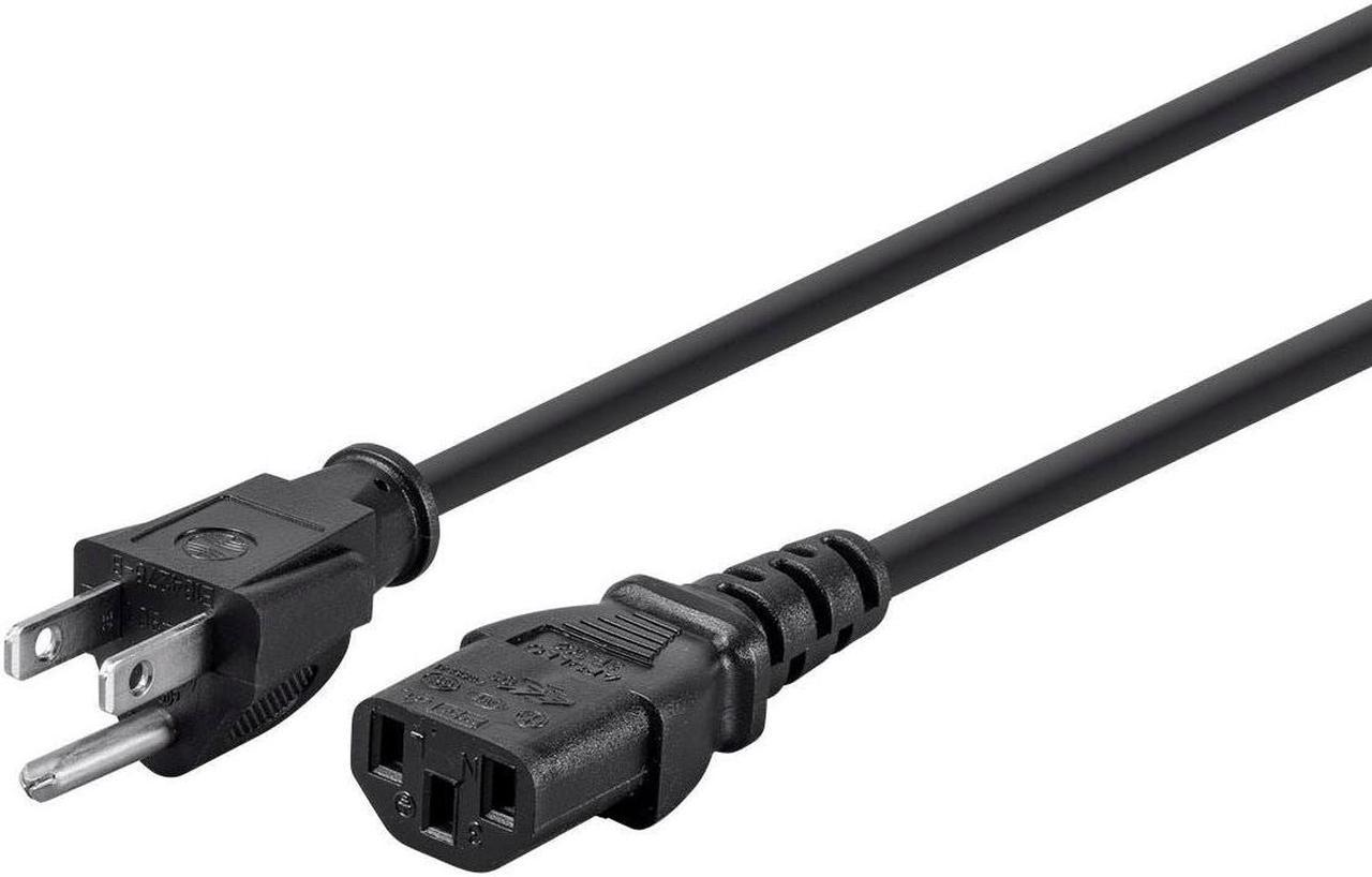 Monoprice 2ft 14AWG Power Cord Cable w/ 3 Conductor PC Power Connector Socket, 15A (NEMA 5-15P to IEC-320-C13)