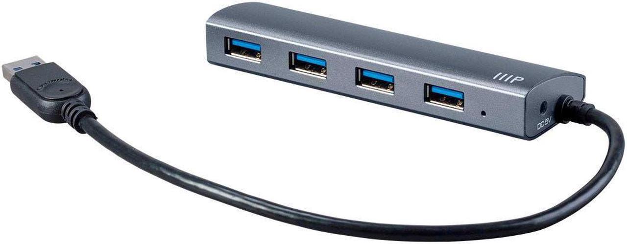 Monoprice USB 3.0 Hub | 4-port, Aluminum Unibody Design, Up to 5Gbps, Plug and Play