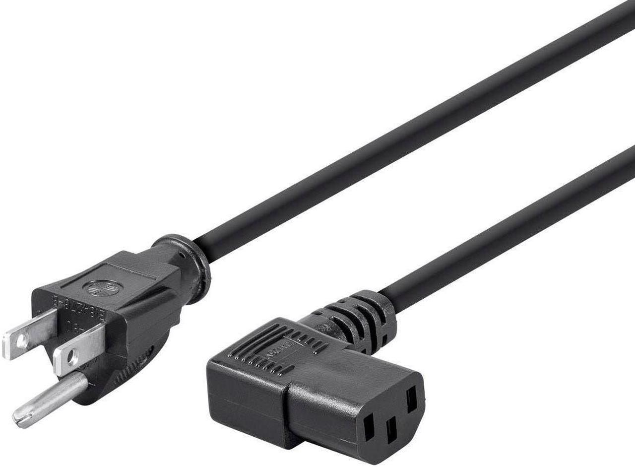 Monoprice 3ft 18AWG Power Cord w/ 3 Conductor PC Power Connector Socket, 10A (NEMA 5-15P to Right Angle IEC-320-C13)