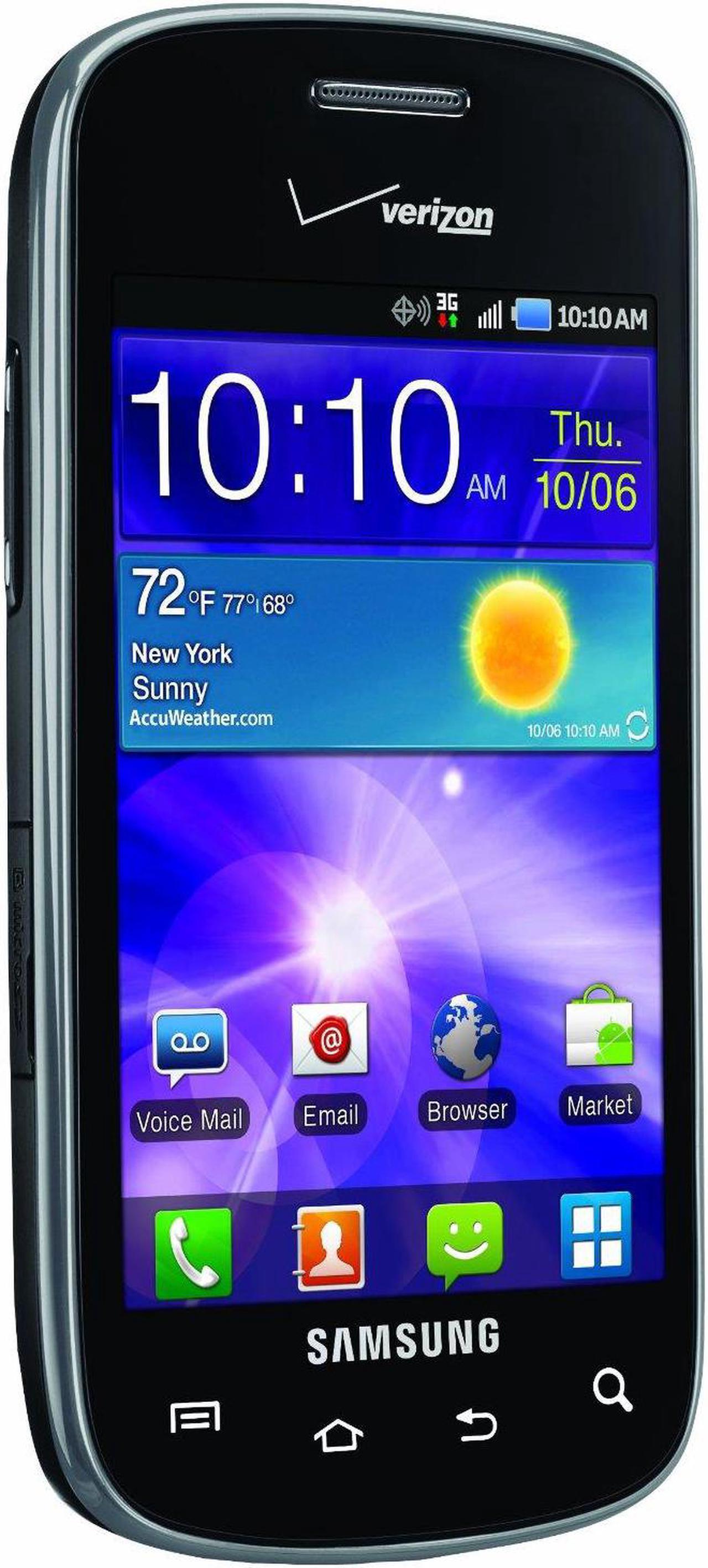 Alt view image 2 of 3 - Samsung Illusion - Prepaid Smart Phone - Fast 3G Connectivity, 3.5" Screen, 2GB microSD, GPS Navigation, Platinum (Verizon)