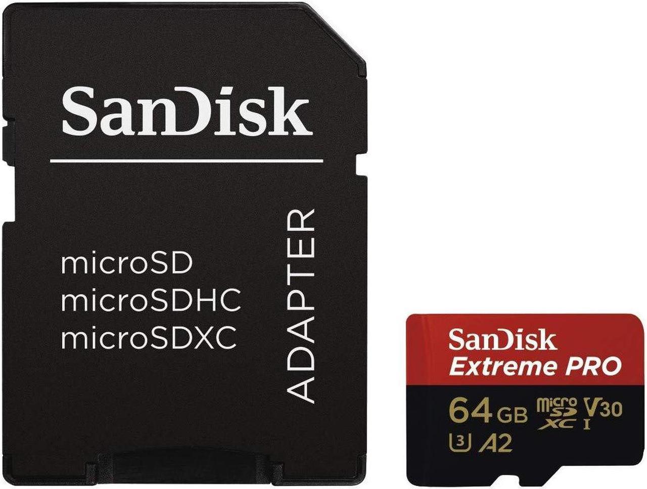 SanDisk Extreme Pro MicroSDXC UHS-I U3 A2 V30 64GB + Adapter