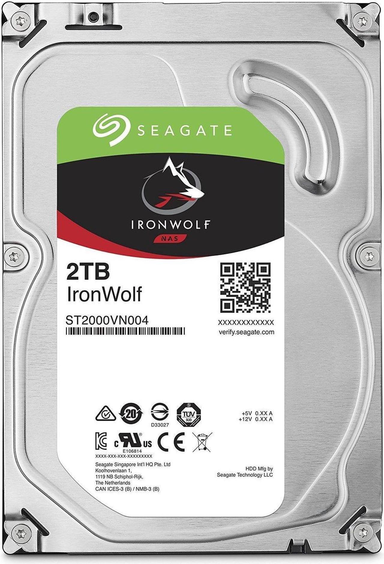 Seagate IronWolf ST2000VN004 2TB 5900 RPM 64MB Cache SATA 6.0Gb/s 3.5" Internal Hard Drive