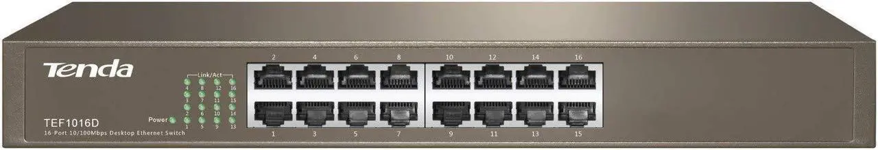 Main image of Tenda TEF1016D 16-Port Fast Ethernet Desktop / Rackmount Switch