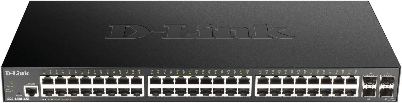 D-Link DGS 1250-52X - Switch - L3 Lite - smart - 48 x 10/100/1000 + 4 x 10 Gigabit SFP+ - rack-mountable