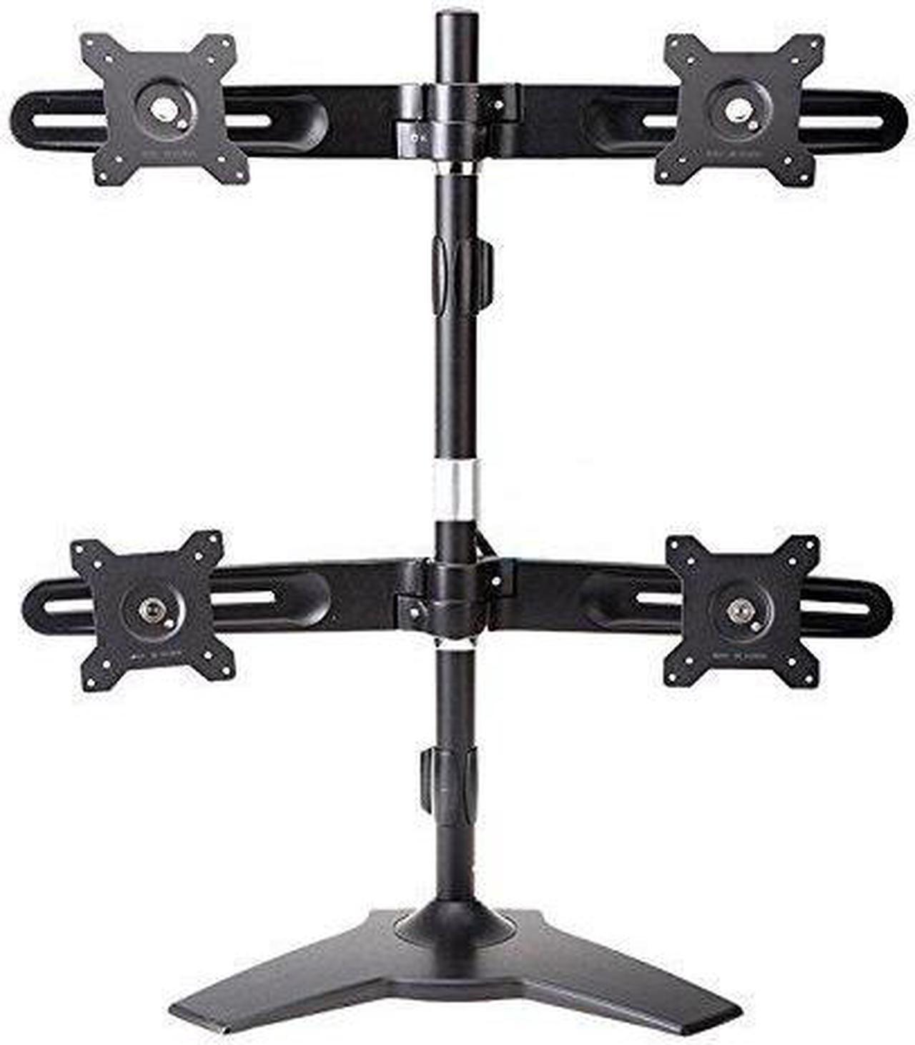 Amer Quad Monitor Stand. Supports four 24" monitors weighing up to 17.5 lbs. Compatible with 100 x 100mm 75 x 75mm mounting patterns