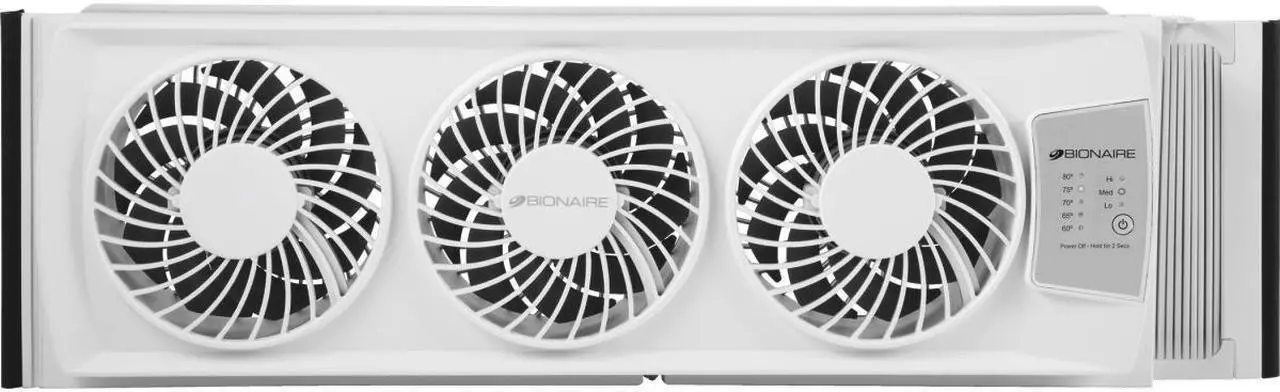Alt view image 4 of 12 - Bionaire Thin Window Fan with Comfort Control Manual Thermostat BWF0502M-WM