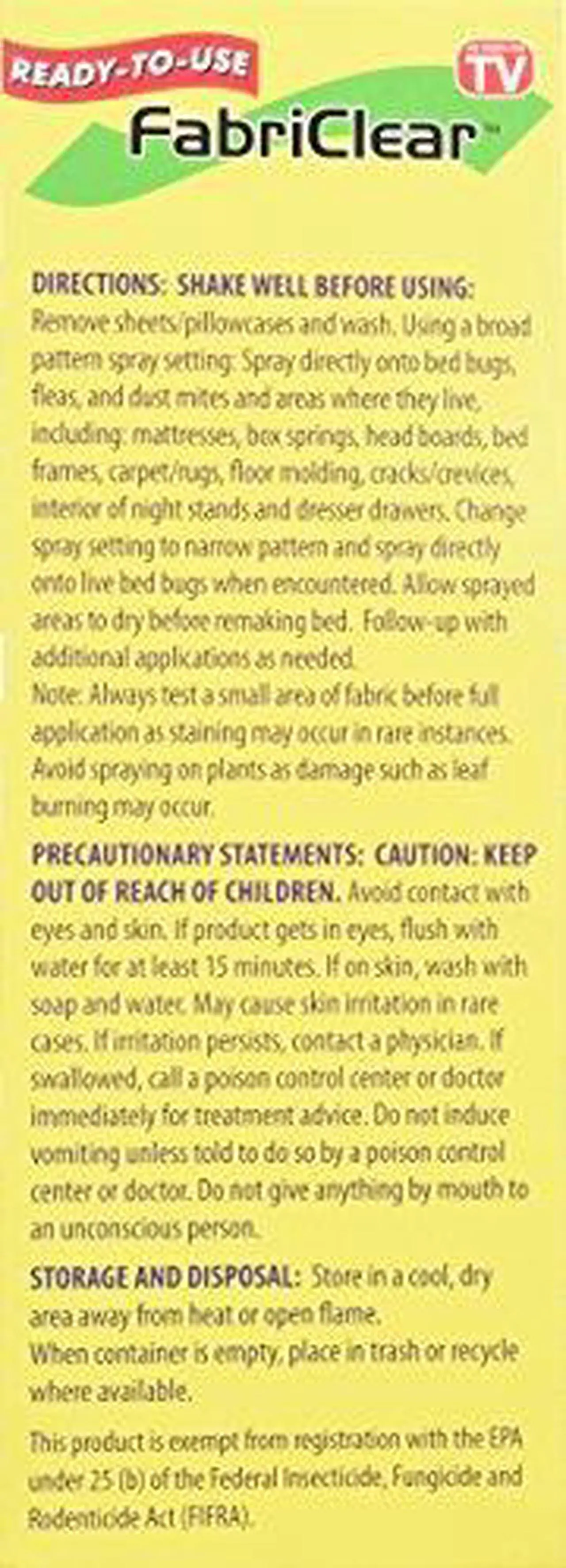 Alt view image 3 of 5 - FabriClear Bed Bug Spray,  16 oz. w/ Bonus Travel Spray 2 oz.