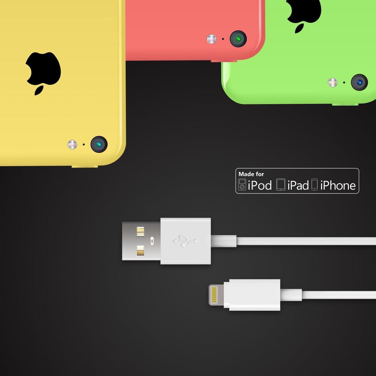 Alt view image 5 of 6 - [Apple MFI Certified] JDB® Lightning Cable 3ft(1M) 8 Pin Lightning to USB Cable Charger Cord for iPhone, iPad, iPod - White