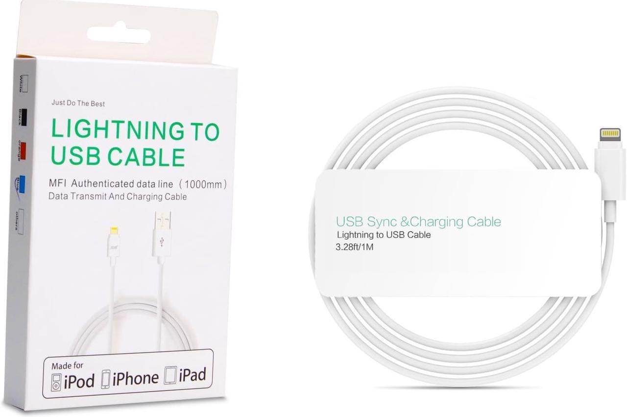 Alt view image 6 of 6 - [Apple MFI Certified] JDB® Lightning Cable 3ft(1M) 8 Pin Lightning to USB Cable Charger Cord for iPhone, iPad, iPod - White