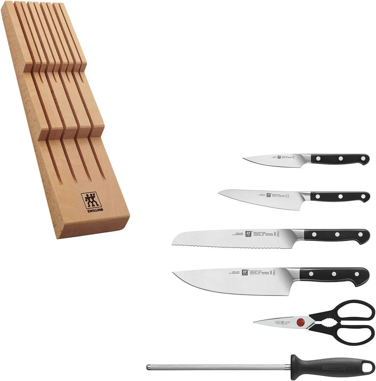 Alt view image 2 of 4 - ZWILLING Pro 7-pc Knife Block Set with In-Drawer Knife Tray