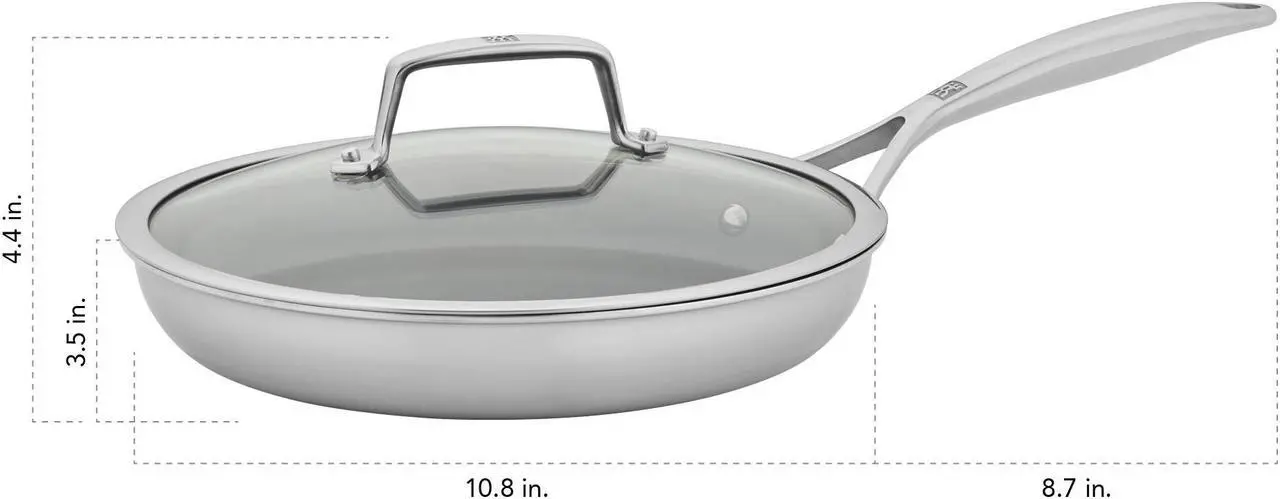 Alt view image 3 of 7 - ZWILLING Energy Plus 10-inch Stainless Steel Ceramic Nonstick Fry Pan with Lid