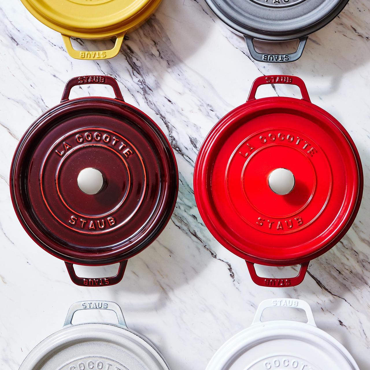 Alt view image 7 of 7 - Staub Cast Iron 4-qt Round Cocotte - Grenadine