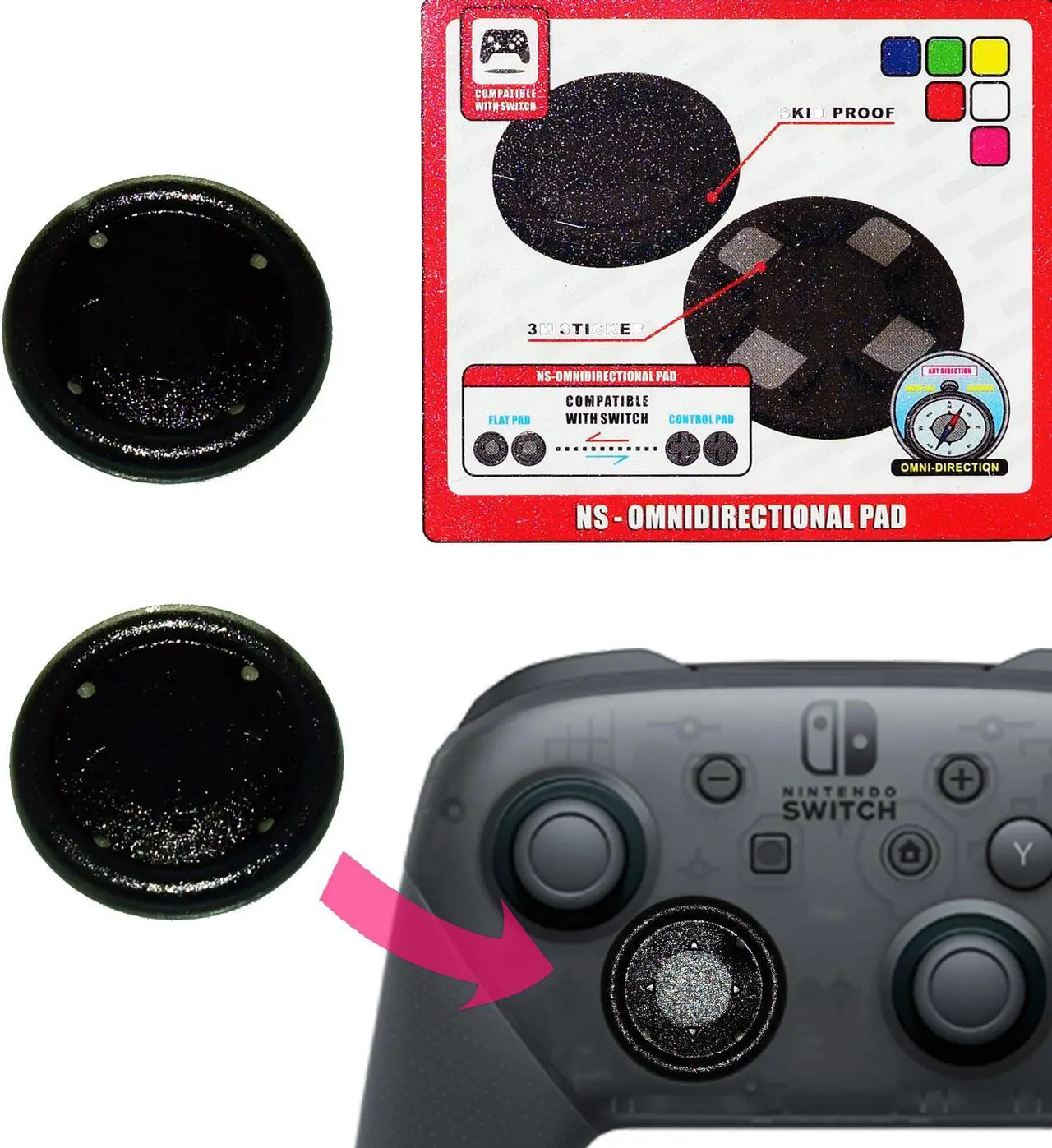 Alt view image 2 of 5 - Project Design 2 in 1 Flat Button for Nintendo Switch Pro Controller Transparent Black