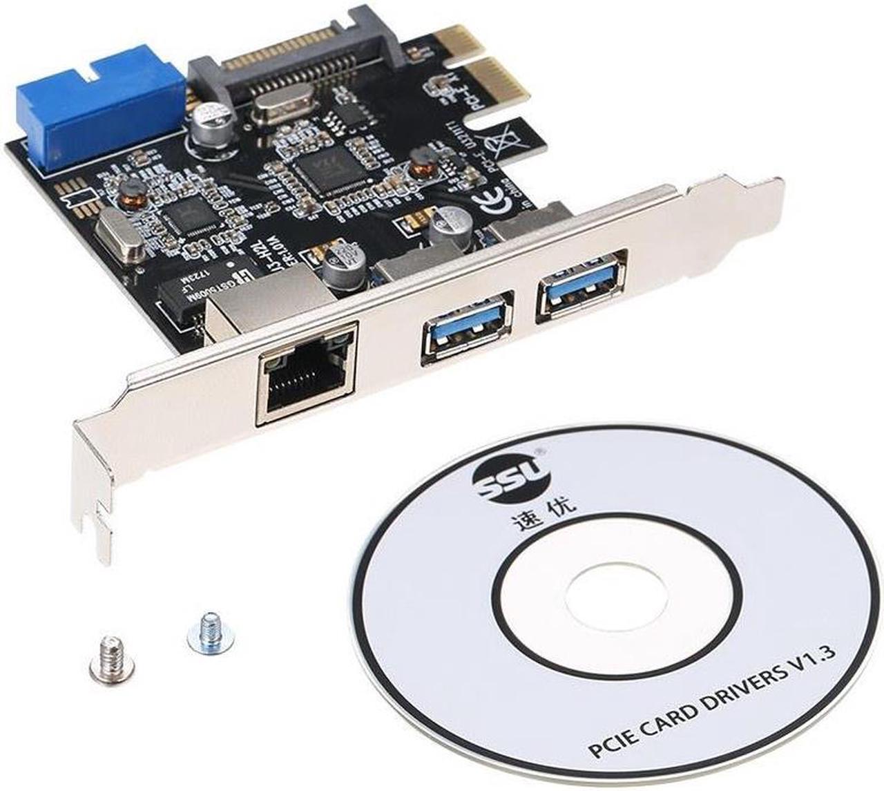 Alt view image 3 of 3 - PCI-E to USB3.0 Expansion Card 2 USB3.0 Ports 4Pin Power Supply and Gigabit High Speed Network Support PCI-E 1x / PCI-E 4x / PCI-E 8x / PCI-E16x