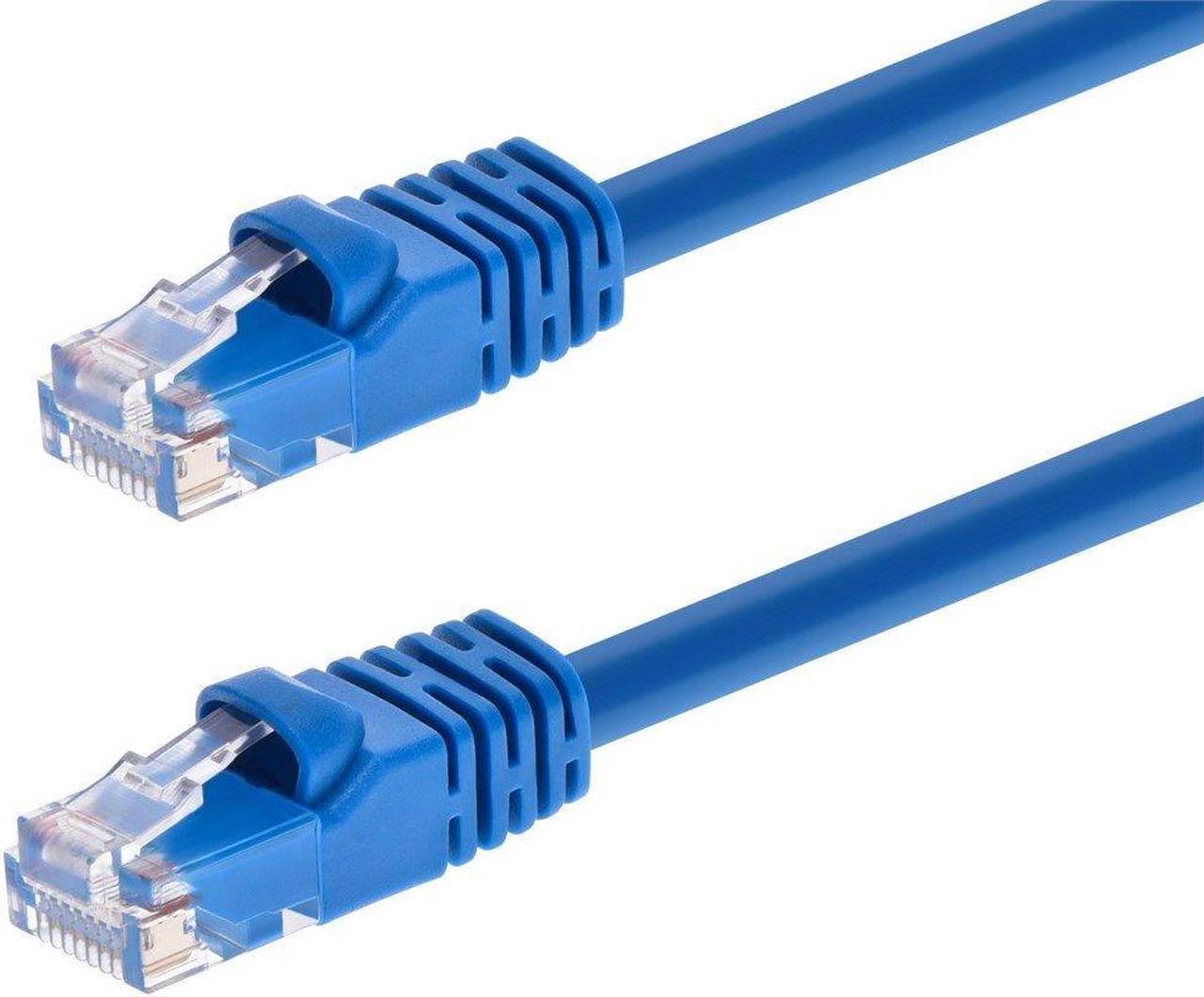 Monoprice Cat6 Ethernet Patch Cable - 2 Feet - Blue | Network Internet Cord - RJ45, Stranded, 550Mhz, UTP, Pure Bare Copper Wire, 24AWG