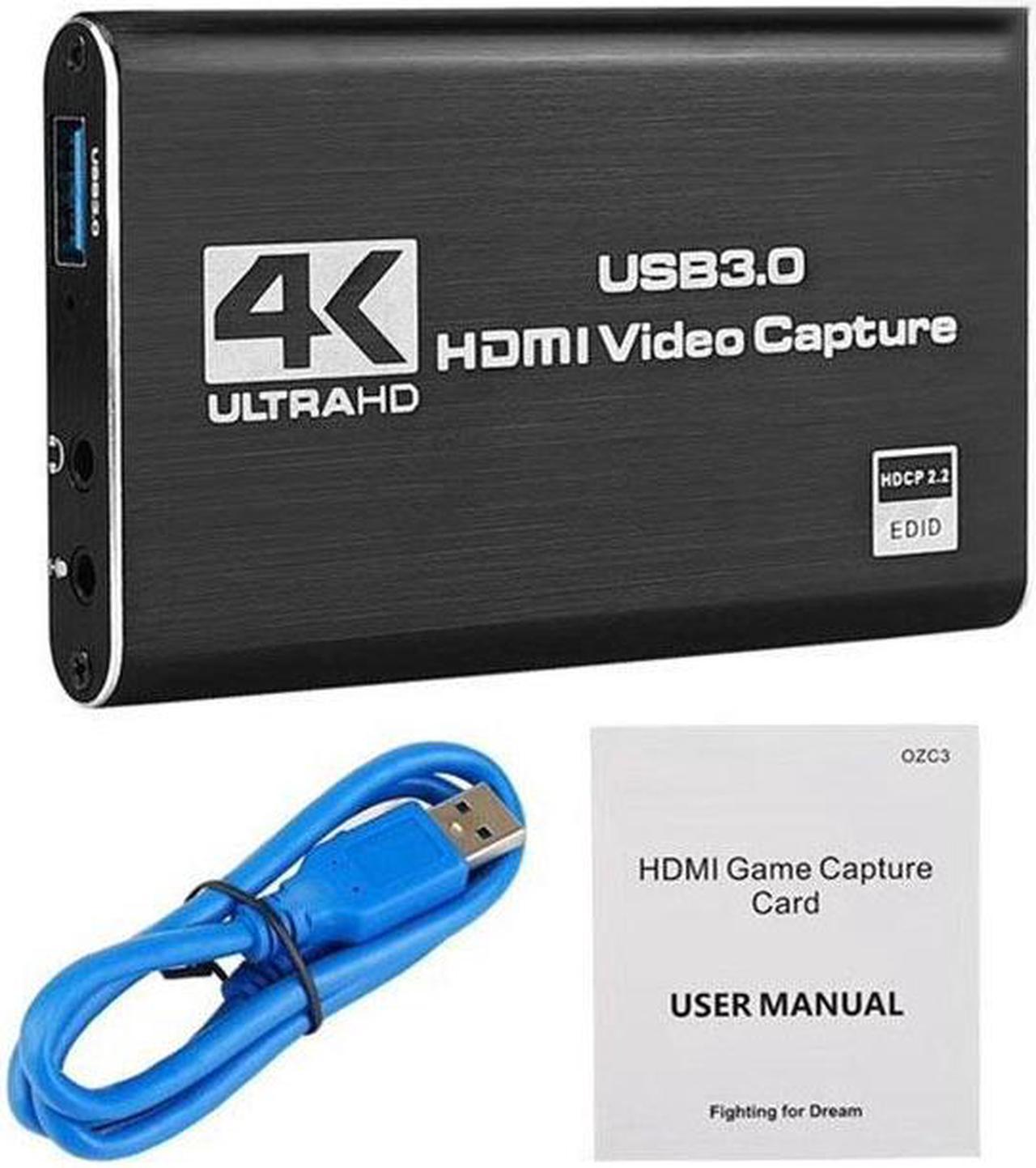 4K Audio Video Capture Card, USB 3.0 HDMI Video Capture Device, Full HD 1080P 60FPS for Game Recording, Live Streaming Broadcasting