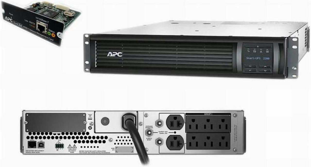Main image of APC SMT2200R2X180 SMART-UPS 2200VA 1980W 120V 2U RACKMOUNT POWER BACKUP SMT2200RM2U WITH AP9630 -NEW BATTERIES