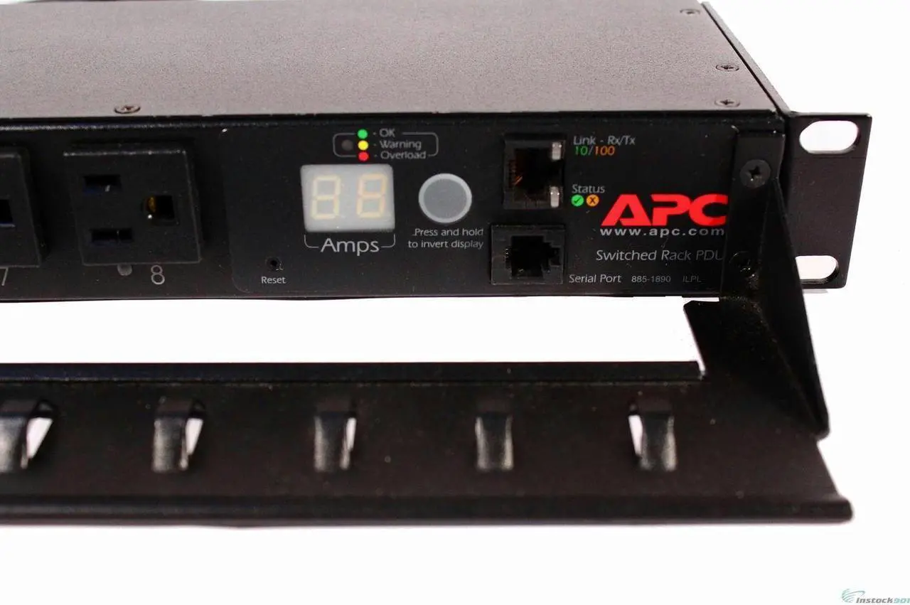 Alt view image 3 of 5 - APC AP7900 1U Switched Rack PDU - Rack Mountable - 120V AC - Ethernet 10Base-T/100Base-TX - RJ-45, 1 x management - RJ-12 - 8 Output Connectors - 19-inch Rack - Black