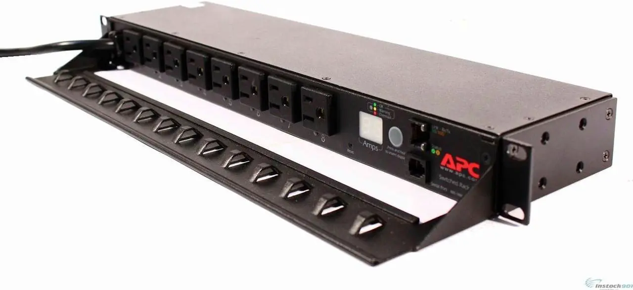 Alt view image 4 of 5 - APC AP7900 1U Switched Rack PDU - Rack Mountable - 120V AC - Ethernet 10Base-T/100Base-TX - RJ-45, 1 x management - RJ-12 - 8 Output Connectors - 19-inch Rack - Black