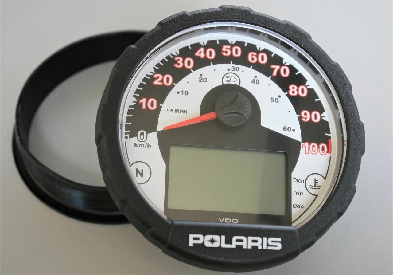 Main image of Polaris 3280516 RZR "S" 800 ATV Speedometer Cluster gauge 110mm w Fuel 100kMH 60MPH OEM