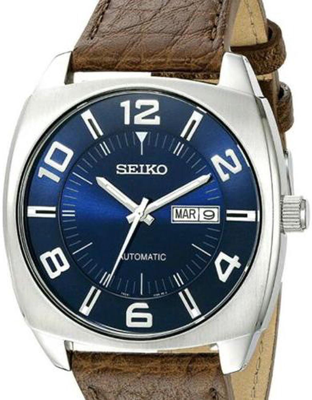 Main image of Seiko Men's SNKN37 Stainless Steel Automatic Self-Wind Watch with Brown Leather Band