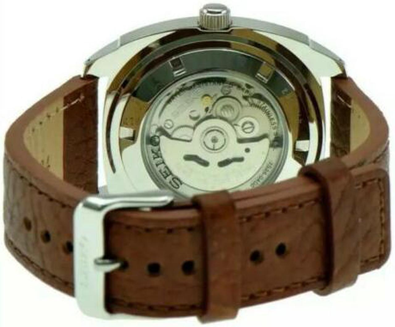 Alt view image 3 of 9 - Seiko Men's SNKN37 Stainless Steel Automatic Self-Wind Watch with Brown Leather Band