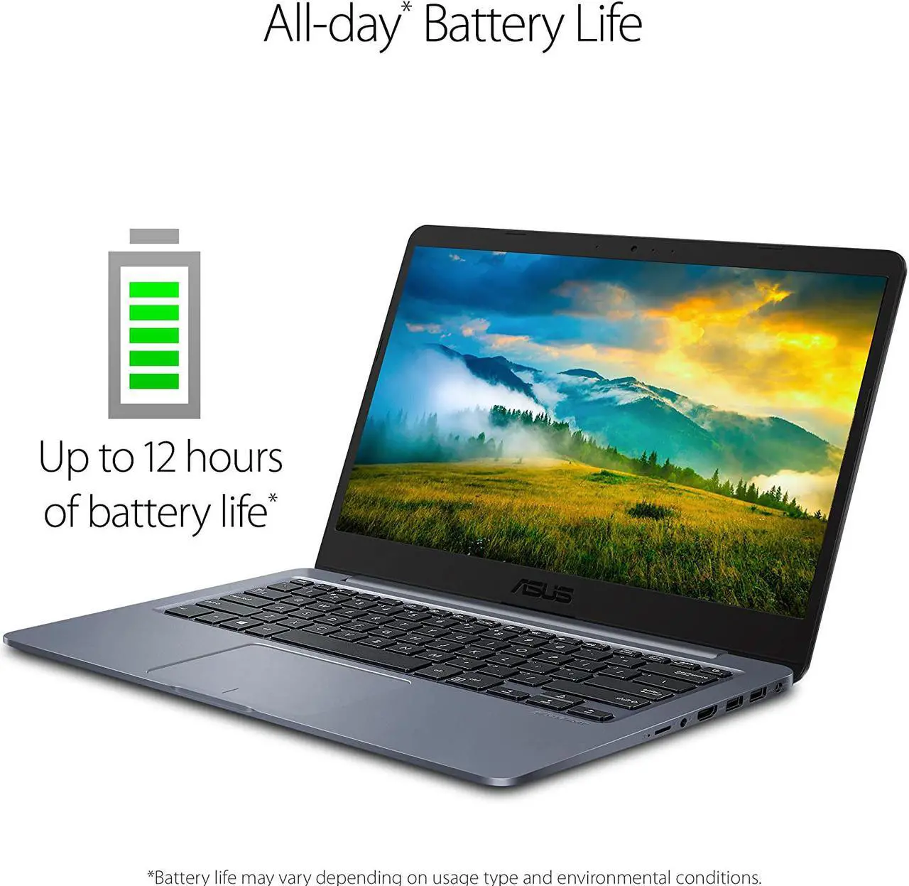 Alt view image 2 of 17 - ASUS Laptop L406 Thin and Light Laptop, 14” HD Display, Intel Celeron N4000 Processor, 4GB RAM, 64GB eMMC Storage, Wi-Fi 5, Windows 10, Microsoft 365, Slate Gray, L406MA-WH02 Notebook PC Computer
