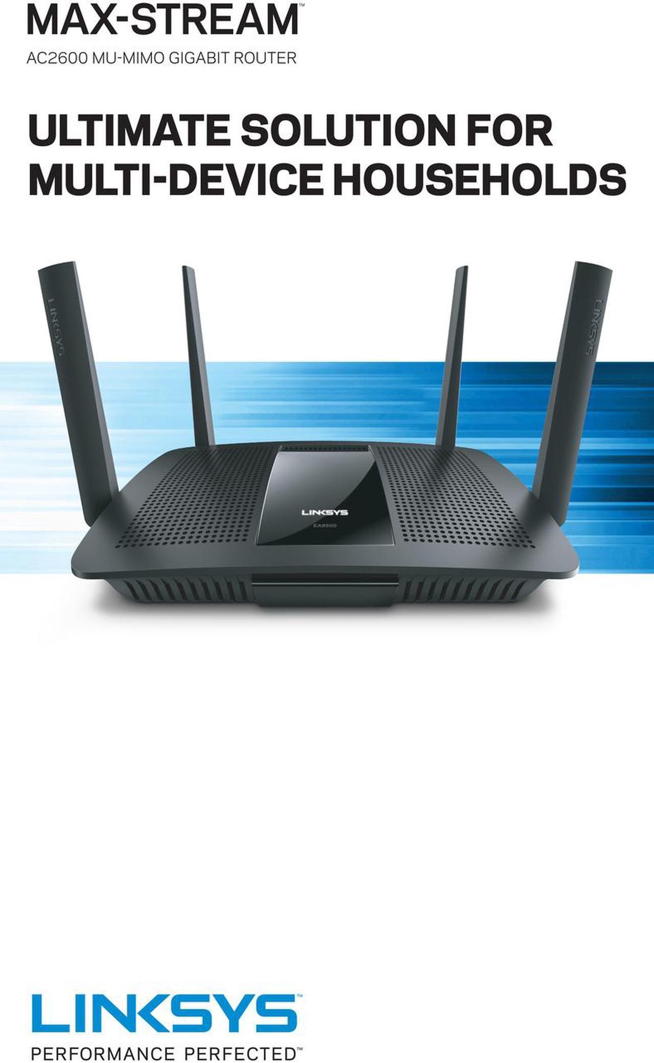Alt view image 5 of 8 - Linksys AC2600 4x4 MU-MIMO Dual-Band Gigabit Router with USB 3.0 and eSATA (EA8100)