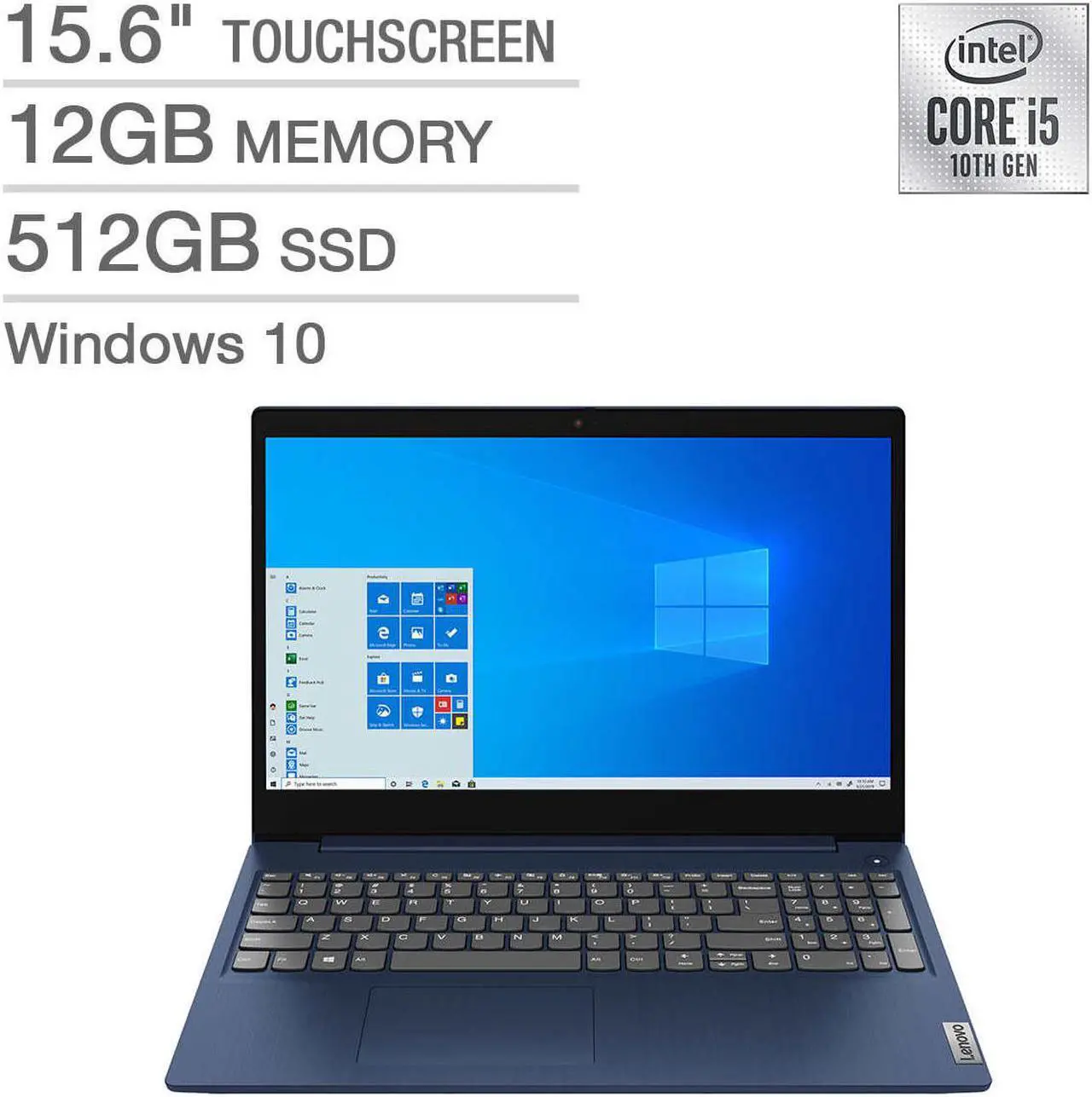 Main image of Lenovo IdeaPad 3 15.6" Touchscreen Laptop - 10th Gen Intel Core i5-10210U - 768p Notebook 12GB Memory RAM 512GB SSD 81WR0007US