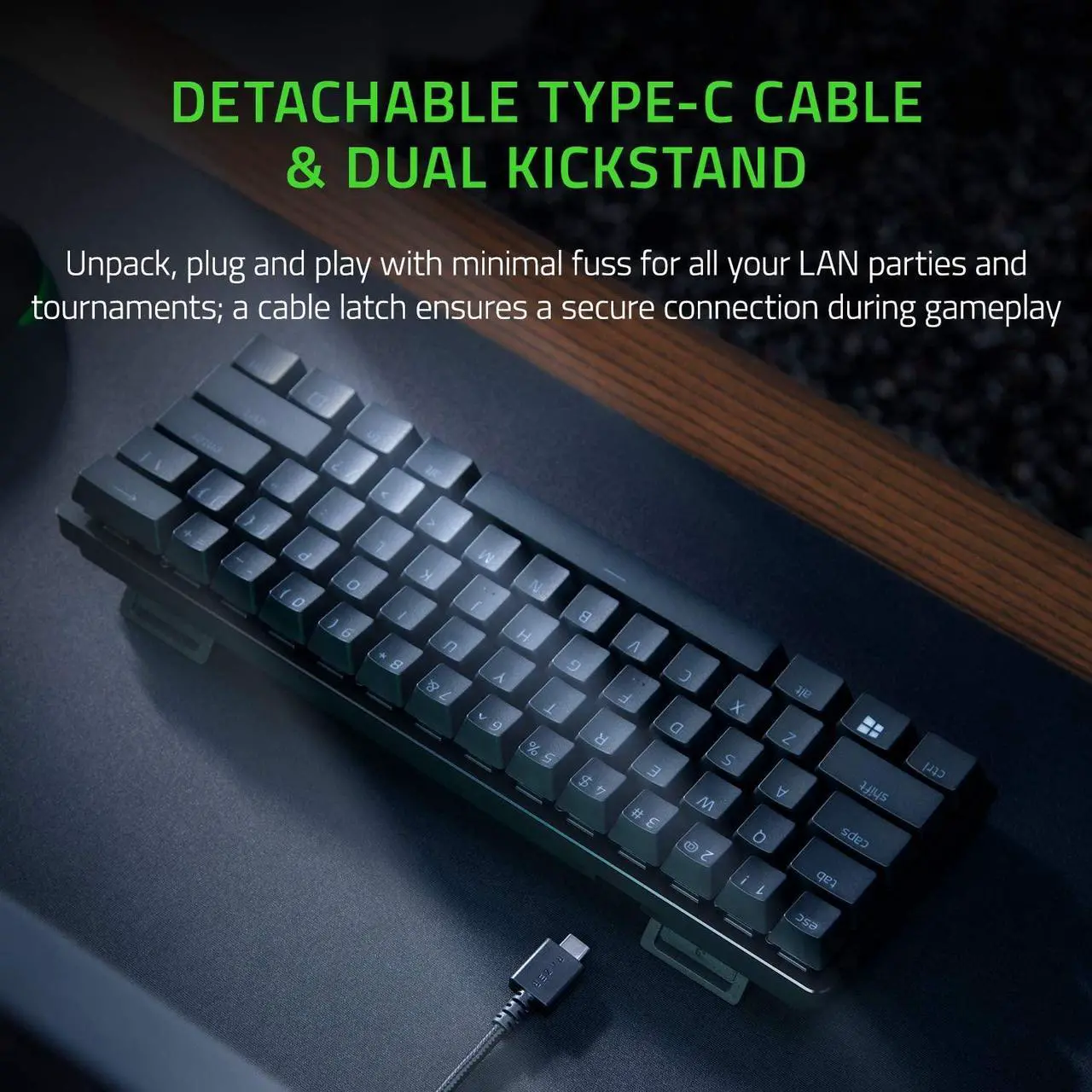 Alt view image 2 of 6 - Razer Huntsman Mini 60% Gaming Keyboard - Clicky Optical Switches, Chroma RGB Lighting, PBT Keycaps, Onboard Memory - Black
