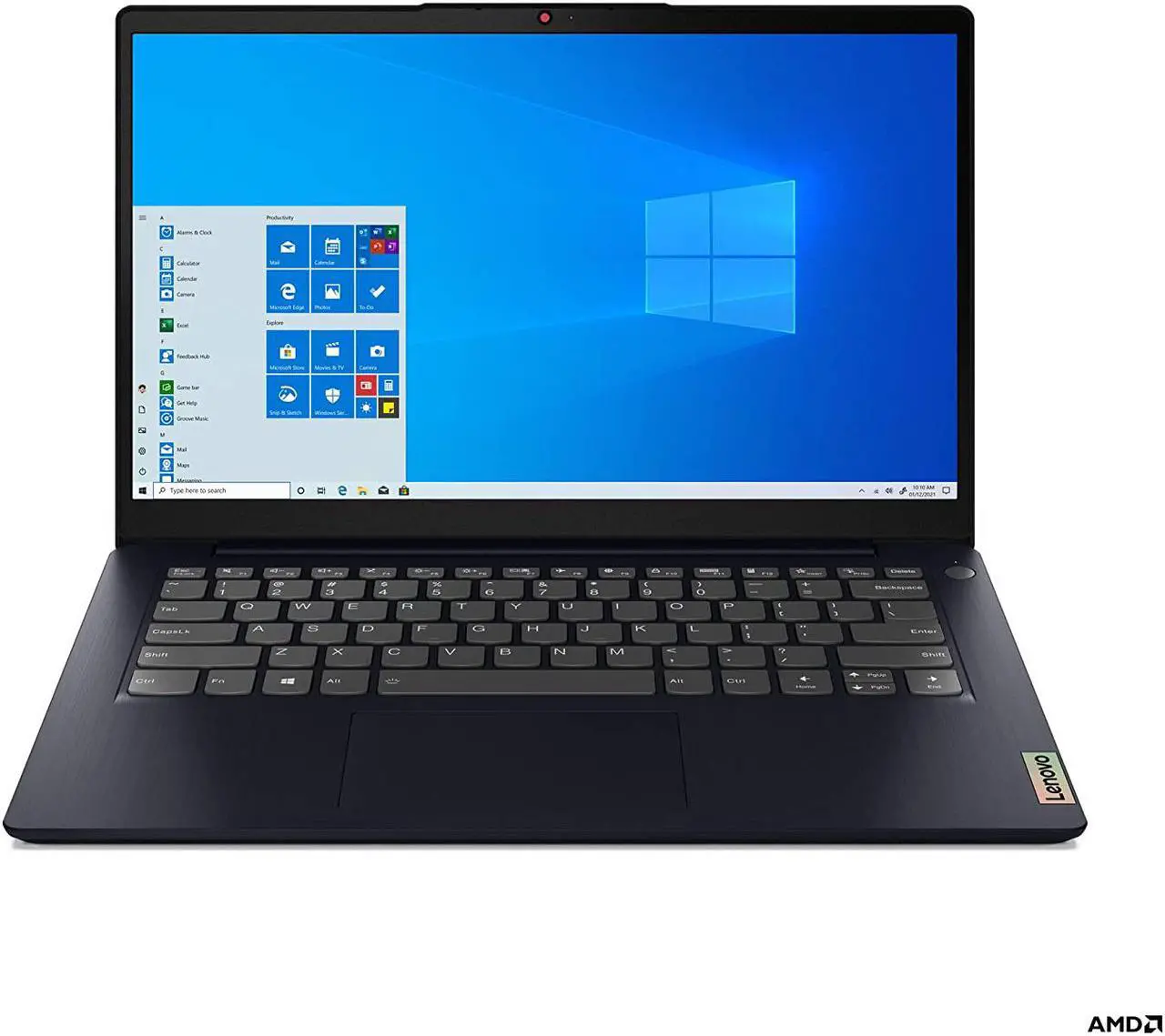Alt view image 2 of 17 - Lenovo IdeaPad 3 14 14.0" Laptop, 14.0" FHD (1920 x 1080) Display, AMD Ryzen 5 5500U Processor, 8GB DDR4 RAM, 256GB NVMe TLC SSD Storage, AMD Radeon 7 Graphics, Windows 10 Home, 82KT00AMUS, Abyss Blue