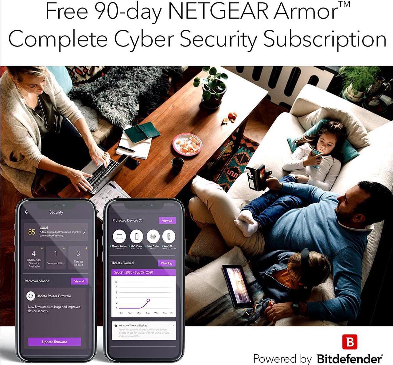 Alt view image 5 of 7 - Nighthawk DOCSIS 3.1 Two-in-One Cable Modem + WiFi 6 Router Combo, 2.7Gbps, 90-day of NETGEAR Armor included (CAX30S)