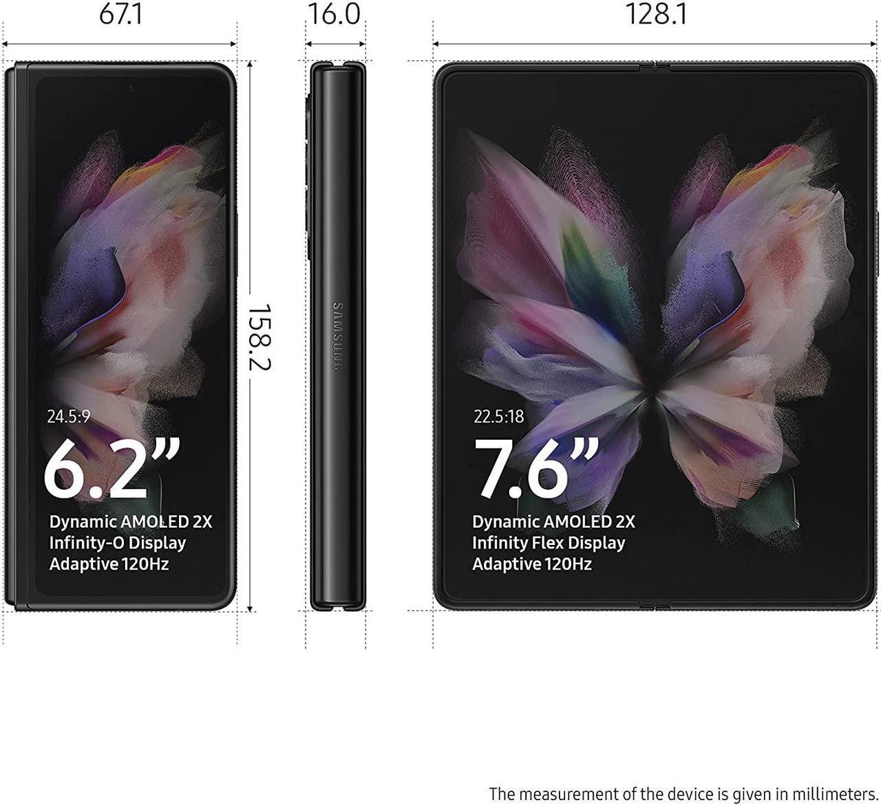 Alt view image 3 of 13 - SAMSUNG Galaxy Z Fold 3 5G Factory Unlocked Android Cell Phone US Version Smartphone Tablet 2-in-1 Foldable Dual Screen Under Display Camera 512GB Storage, Phantom Black