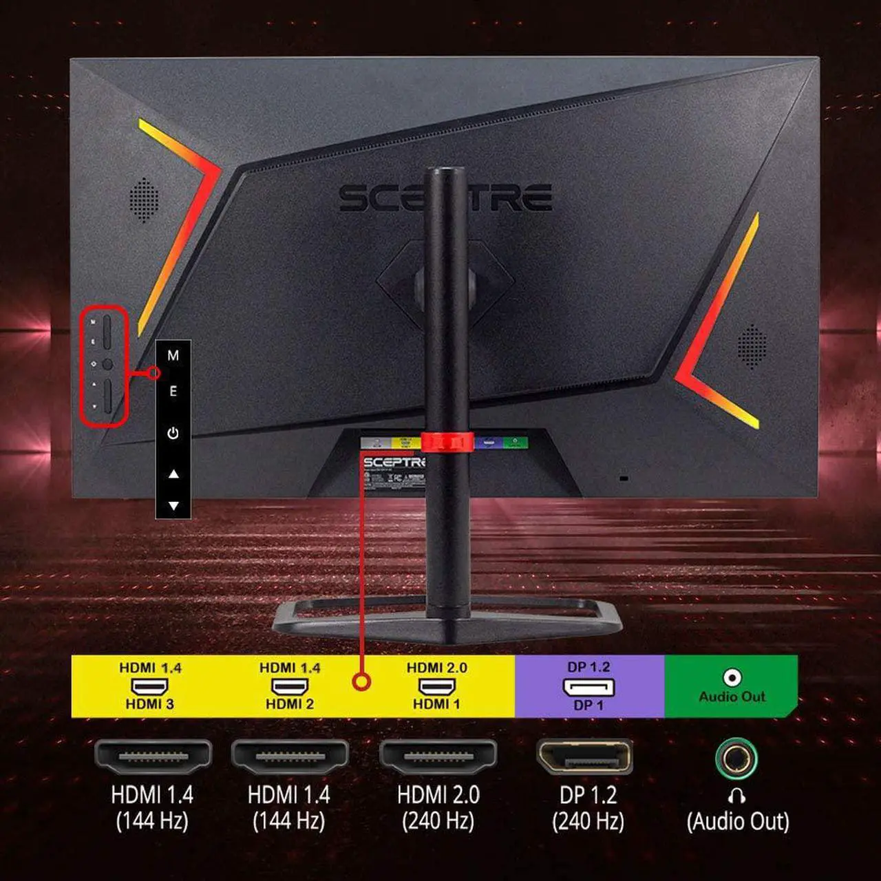 Alt view image 3 of 7 - Sceptre 27 inch 240Hz 1080p Gaming Monitor AMD FreeSync Premium HDMI DisplayPort, Height Adjustable Build-in Speakers Gunmetal Black 2021 (E275B-FWD240)