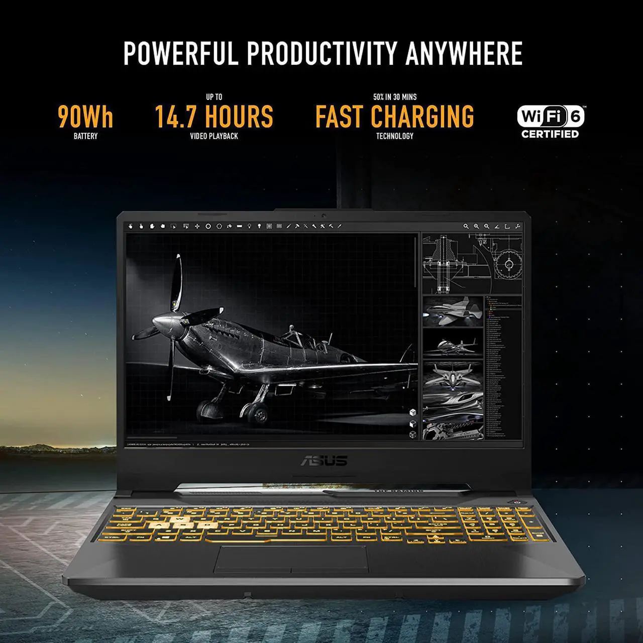 Alt view image 3 of 7 - ASUS TUF Gaming F15 Gaming Laptop, 15.6 144Hz FHD IPS-Type Display, Intel Core i5-10300H Processor, GeForce GTX 1650, 8GB DDR4 RAM, 512GB PCIe SSD, Wi-Fi 6, Windows 11 Home, FX506LH-AS51