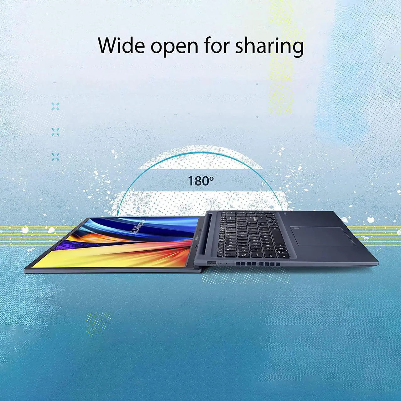 Alt view image 4 of 20 - ASUS VivoBook 16X Laptop, 16 WUXGA (1920 x 1200) 16:10 Display, AMD Ryzen 5 5600H CPU, AMD Radeon Vega 7 Graphics, 8GB RAM, 512GB SSD, Fingerprint Sensor, Windows 11 Home, Quiet Blue, M1603QA-DS52