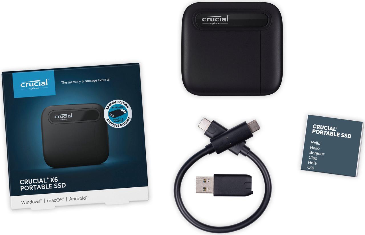 Alt view image 2 of 9 - Crucial - X6 SE 2TB External USB-C/USB-A Portable SSD CT2000X6SSD9SE