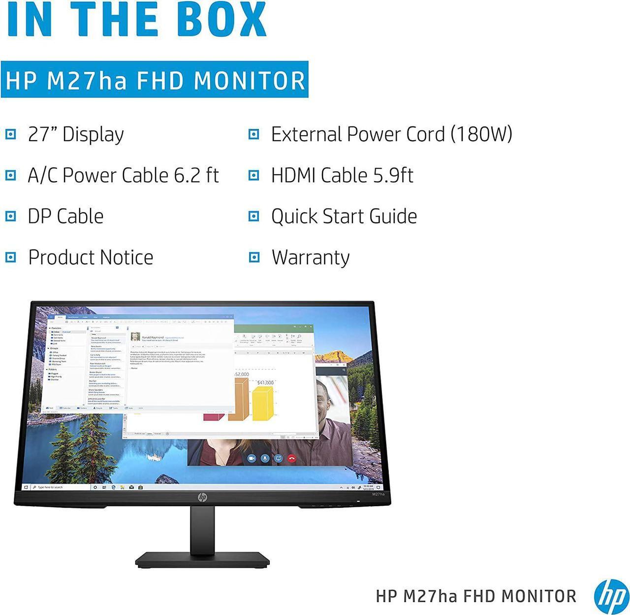 Alt view image 3 of 13 - HP 27h 27" Full HD IPS 75Hz Desktop Monitor Black 737K9AA