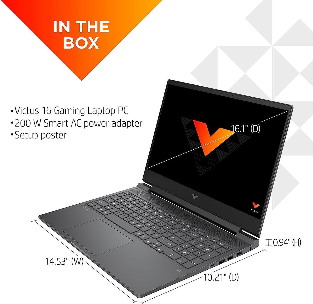 Alt view image 3 of 4 - HP Victus 16 Laptop, FHD IPS 144Hz Display, AMD Ryzen 5 7640HS, 16 GB RAM, 512 GB SSD, NVIDIA GeForce RTX 3050 GPU (6 GB), Windows 11 Home, 16-s0010nr (2023)