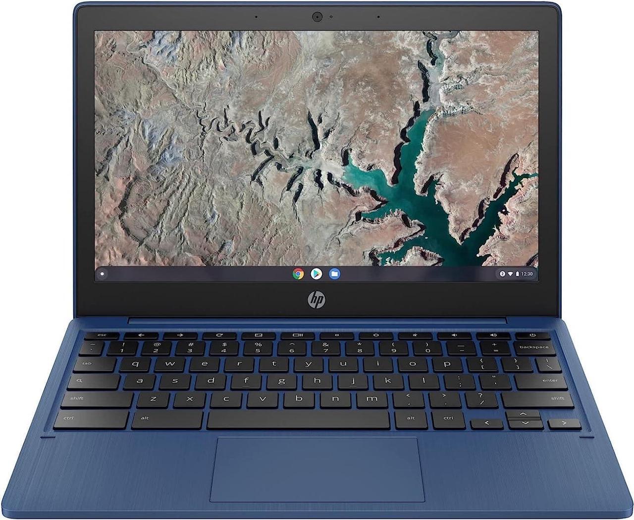 Alt view image 2 of 4 - HP Chromebook 11 Laptop, MediaTek MT8183, 4 GB RAM, 64 GB eMMC, 11.6" HD Anti-Glare Screen, Chrome OS, Long Battery Life, USB-C Port, Custom-Tuned Speakers, Small Size(11a-na0090nr, 2022, Indigo Blue)